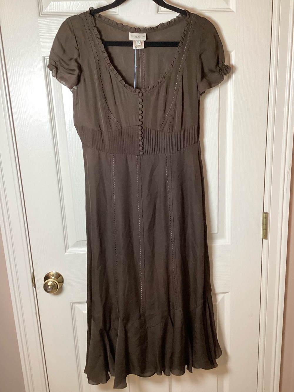 Karen Millen NWT Silk Brown Short-Sleeve 2-Piece Maxi Dress - Size US8